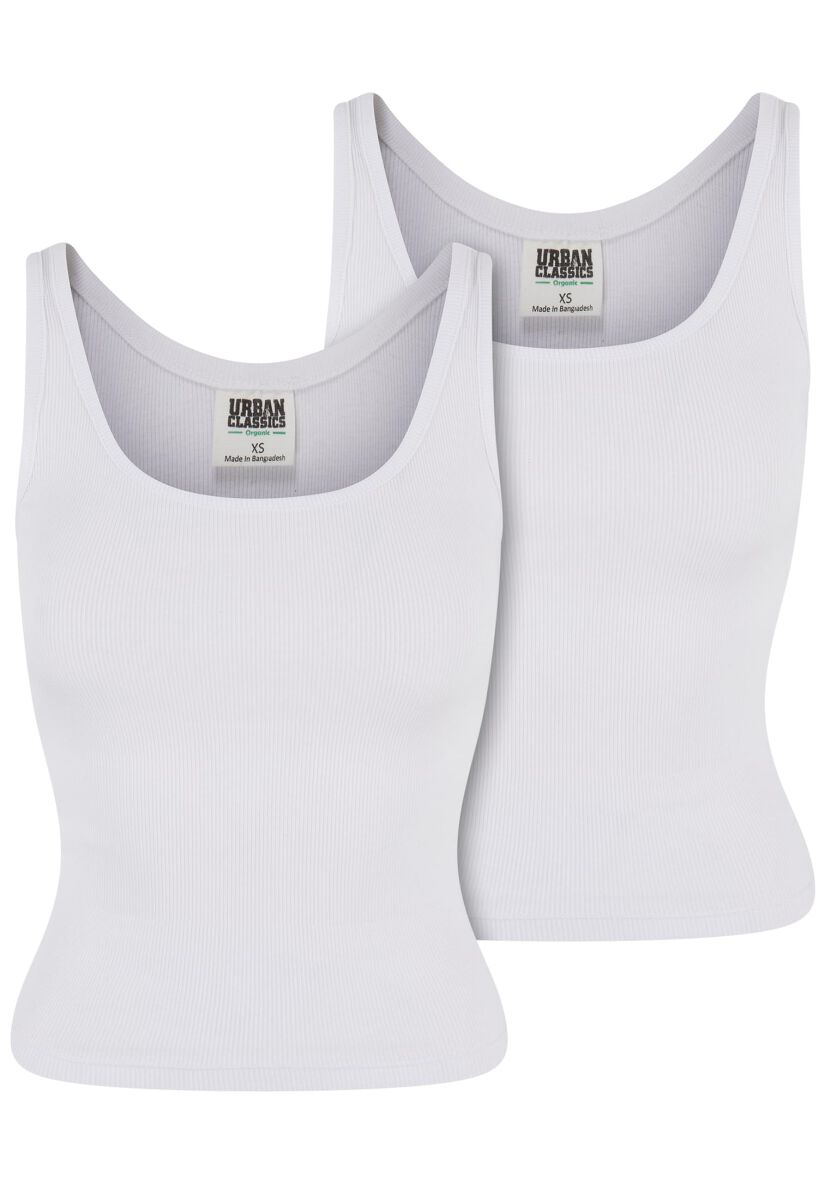Image of Top di Urban Classics - Ladies Organic Basic Rib Vest 2-pack - XS a 3XL - Donna - bianco