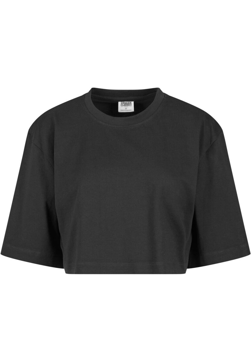 Image of T-Shirt di Urban Classics - Ladies Heavy Organic Oversized Cropped T-shirt - XS a 4XL - Donna - nero