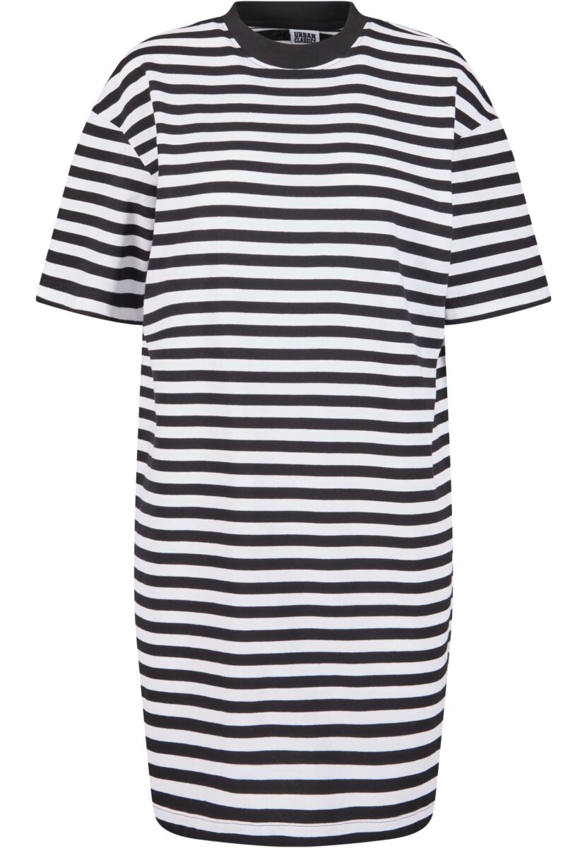 Image of Miniabito di Urban Classics - Ladies Oversized Striped T-shirt Dress - XS a 4XL - Donna - nero/bianco