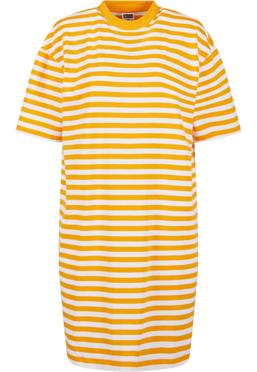 Image of Miniabito di Urban Classics - Ladies Oversized Striped T-shirt Dress - S a 3XL - Donna - giallo/bianco