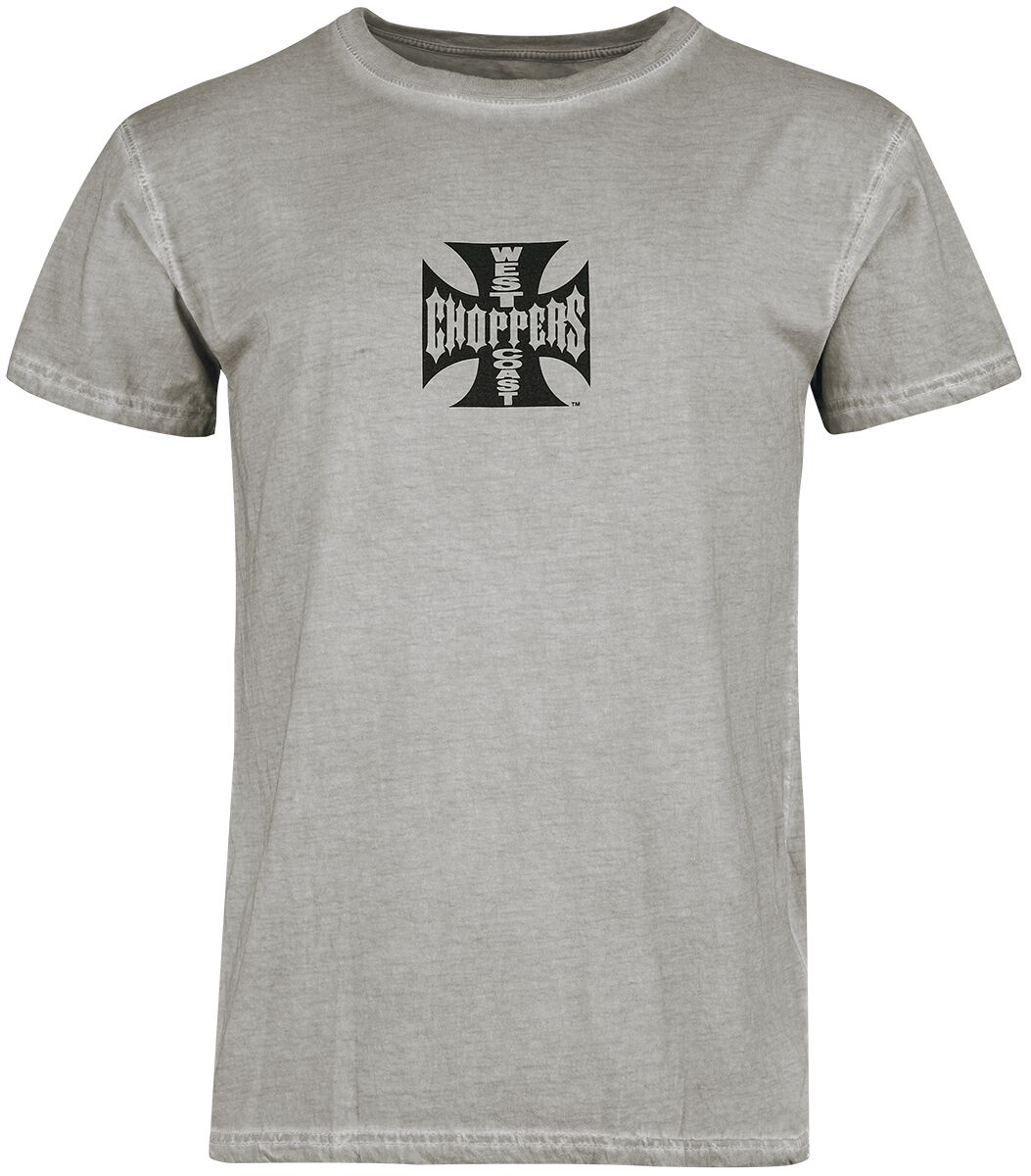 Image of T-Shirt di West Coast Choppers - WCC OG LBC Cross T-shirt - Vintage Grey Wash - S a 3XL - Uomo - grigio