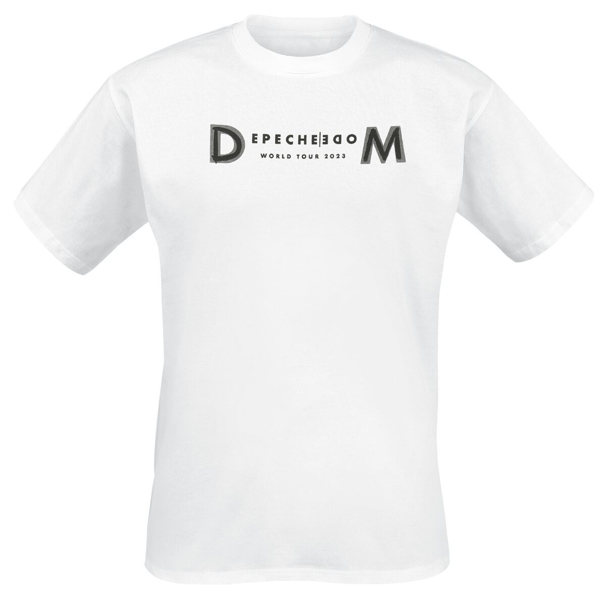 Depeche Mode T-Shirt - Logo Skull Stripe - S bis XL - für Männer - Größe S - weiß  - Lizenziertes Merchandise!