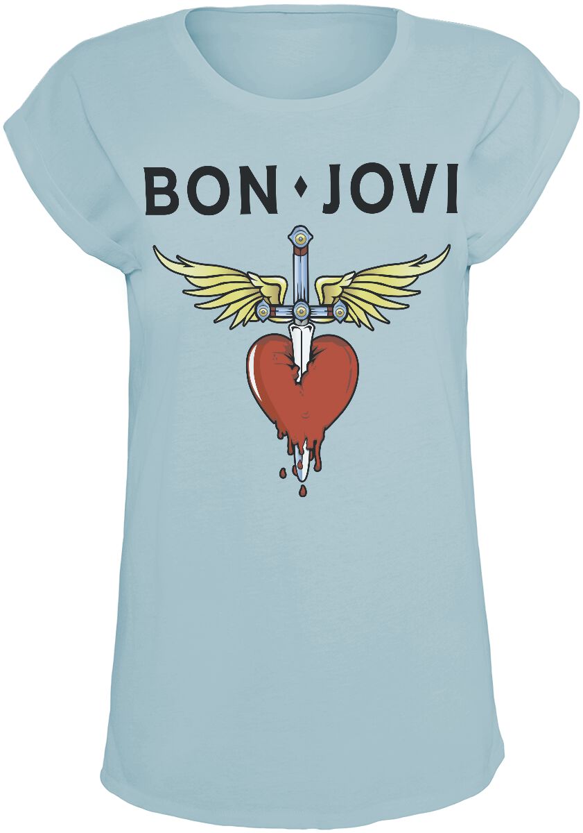 Levně Bon Jovi Heart & Dagger Dámské tričko modrá
