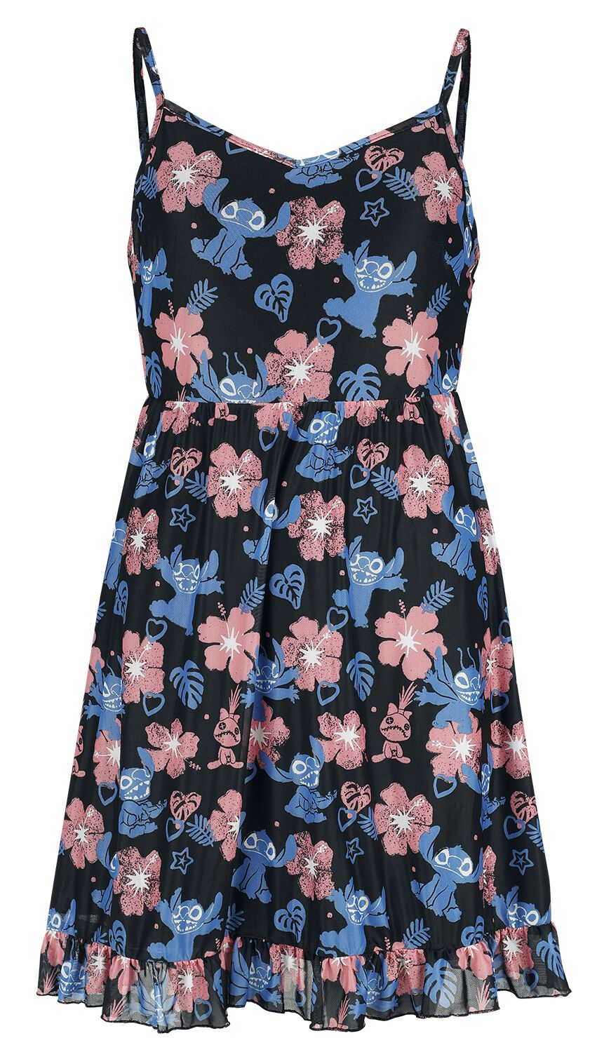 Lilo & Stitch Red And Blue Floral Kurzes Kleid multicolor in L