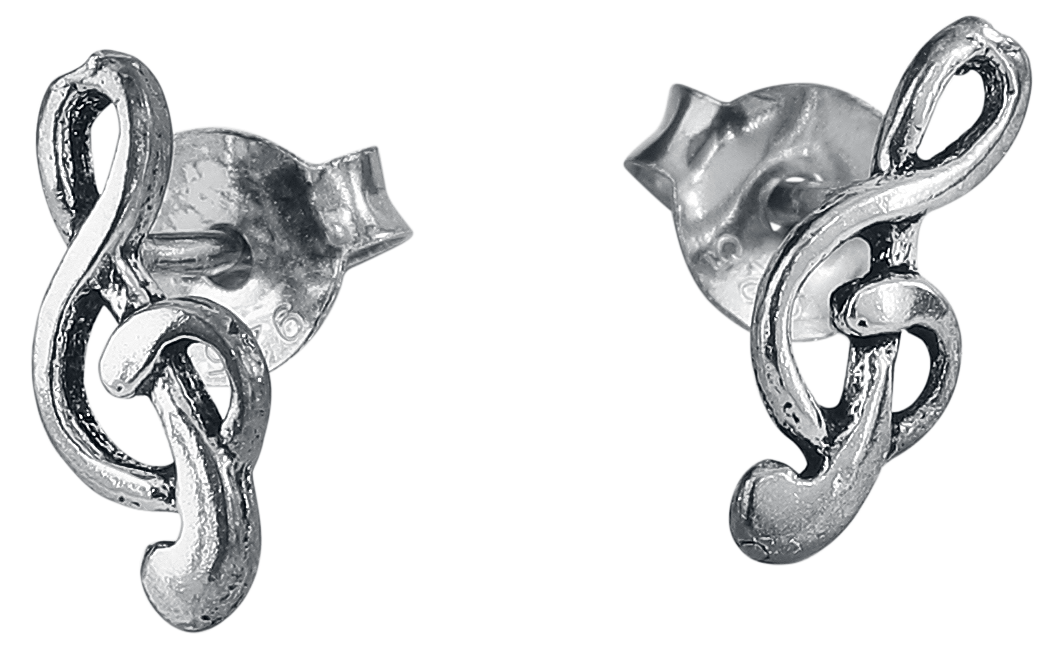 etNox Ohrstecker - Notenschlüssel - für Damen - silberfarben