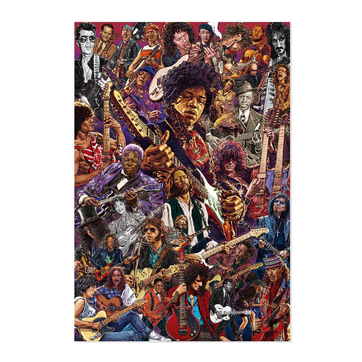 Various Legendary Guitarists Poster multicolor