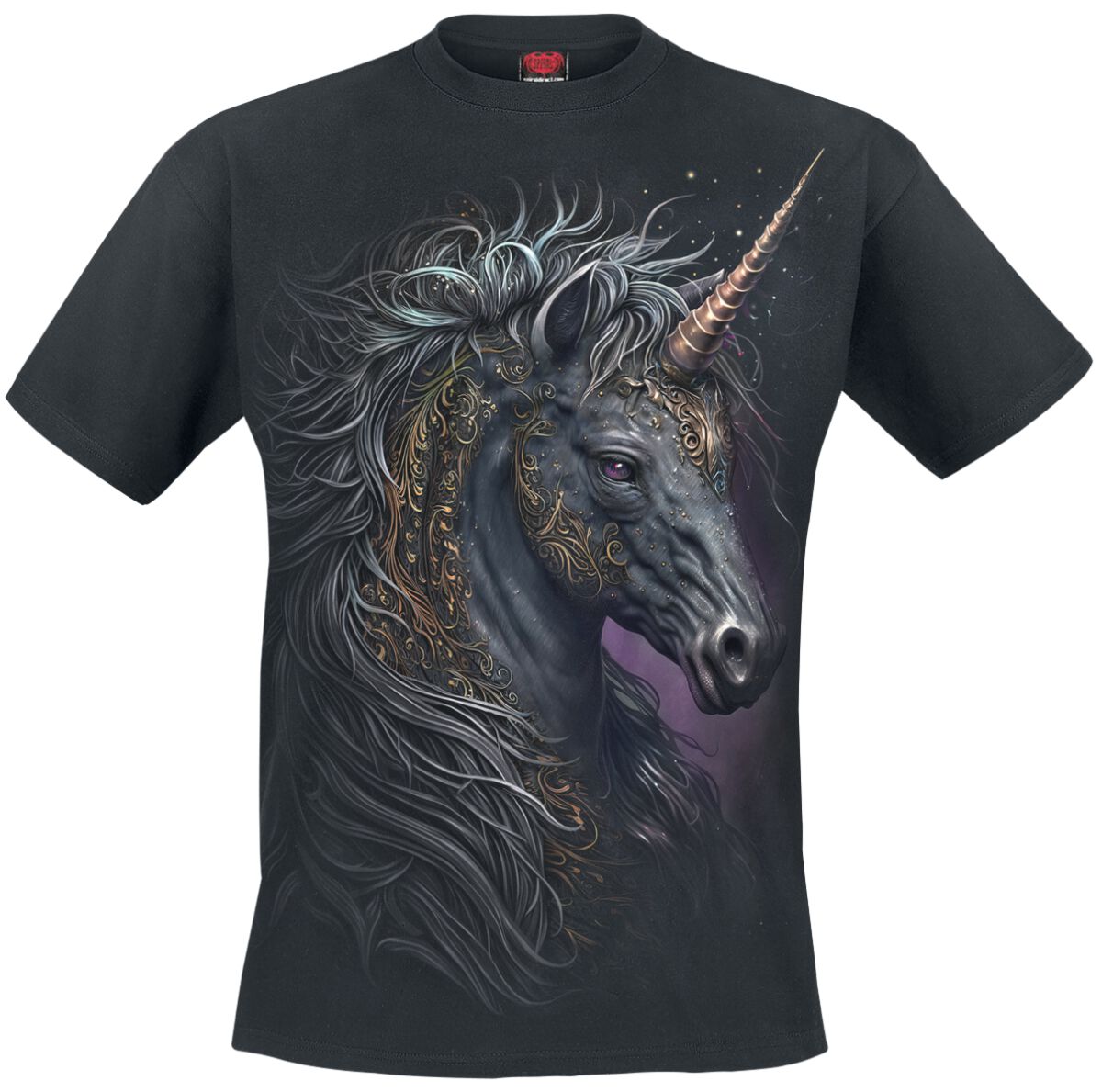Spiral Celtic Unicorn T-Shirt schwarz in XXL