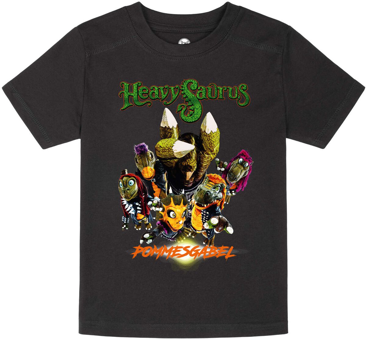 Image of T-Shirt di Heavysaurus - Metal-Kids - Pommesgabel - 92 a 164 - ragazzi & ragazze - nero