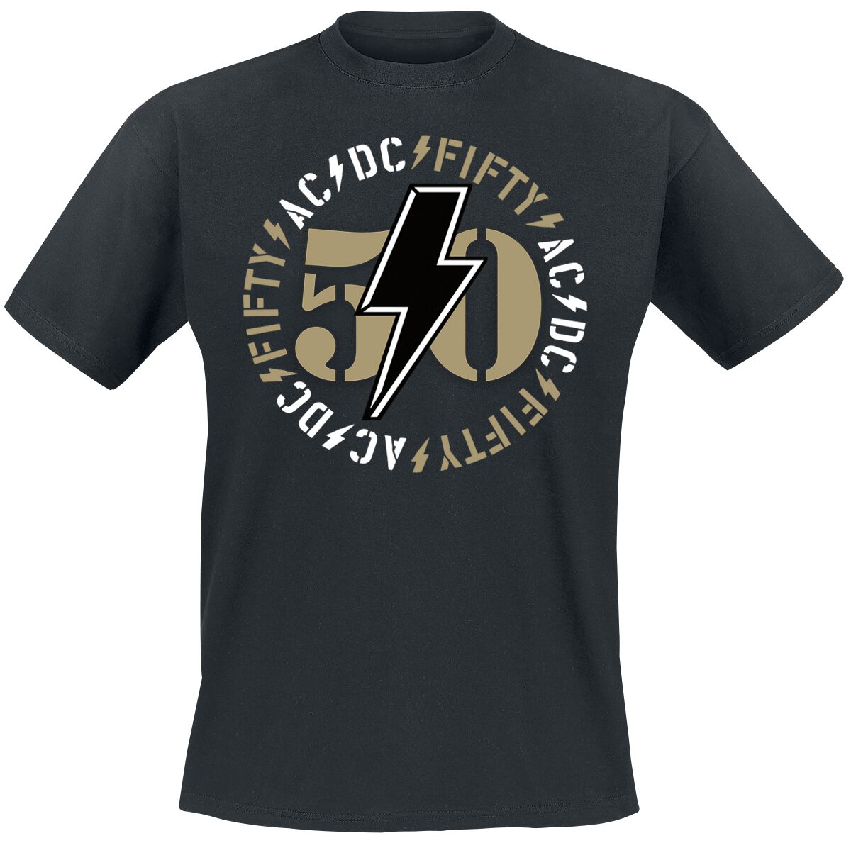 Levně AC/DC Fifty Bold Emblem Tričko černá
