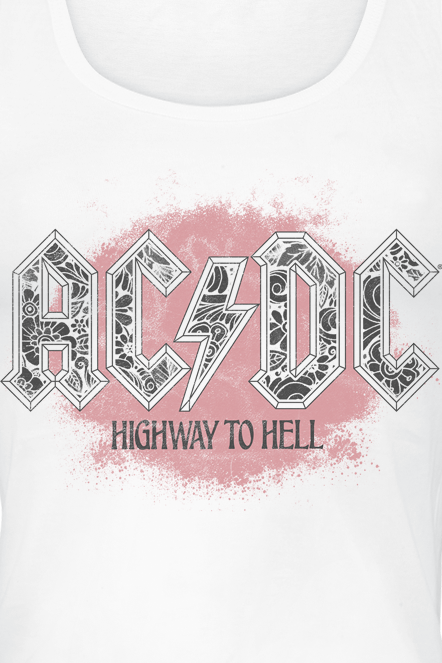 AC/DC Top - Highway To Hell Flowers - L bis XXL - für Damen - Größe XL - weiß  - Lizenziertes Merchandise!