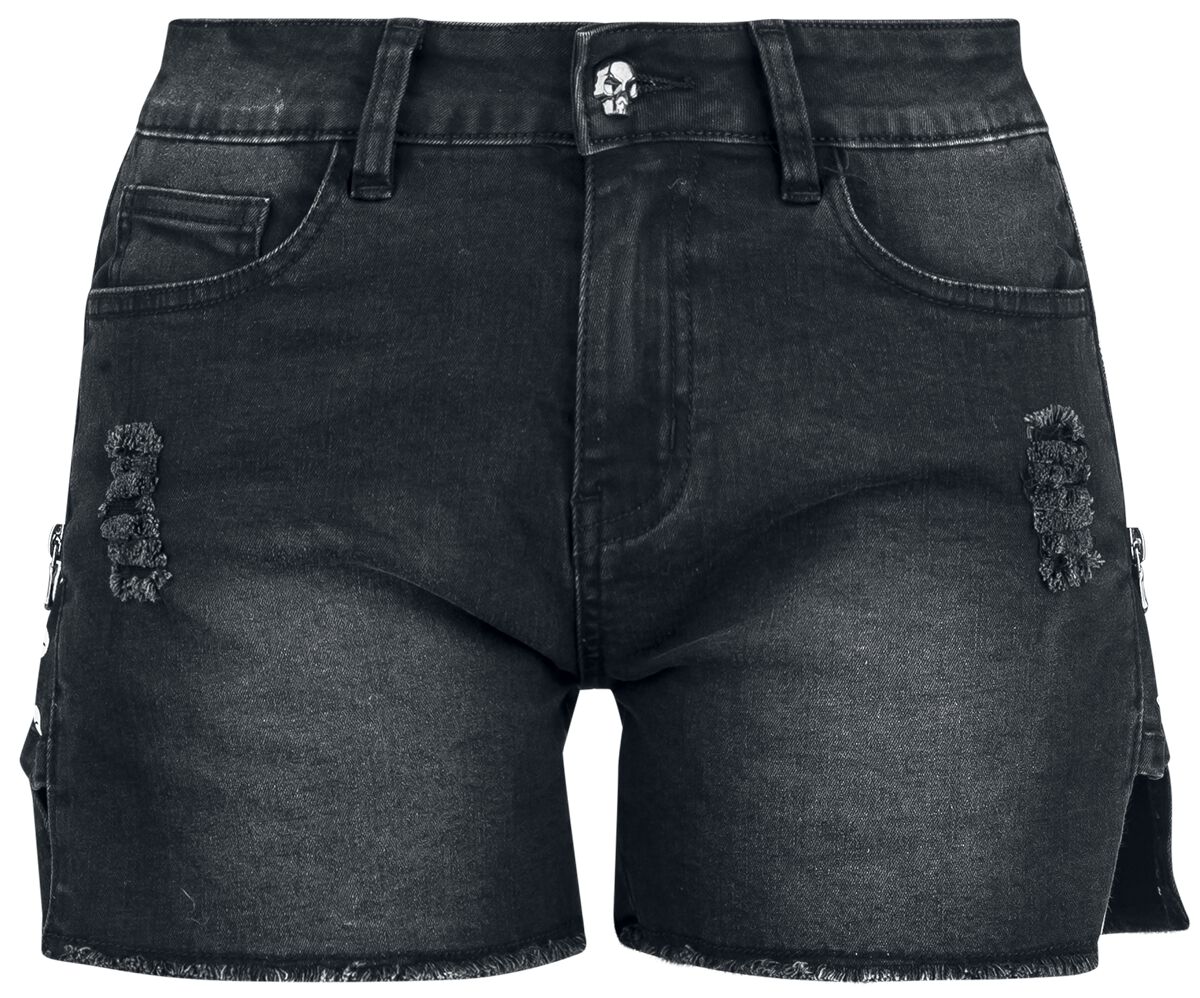 Rock Rebel by EMP – Rock Short – Shorts With Lateral Zipper – 27 bis 33 – für Damen – Größe 33 – schwarz