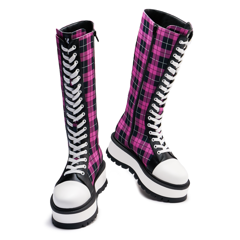 Thumbnail - KOI Salvius Safety Pin Military Lace Up Boots Schnürstiefel schwarz pink in EU39