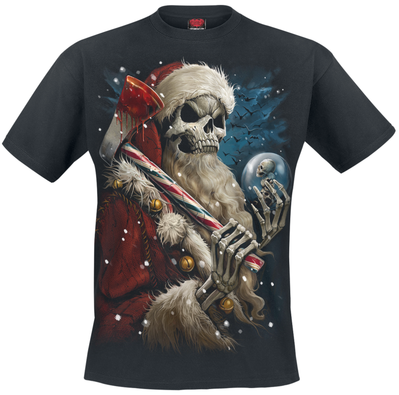 Spiral  T-Shirt - Candy cane Santa - for Men - black