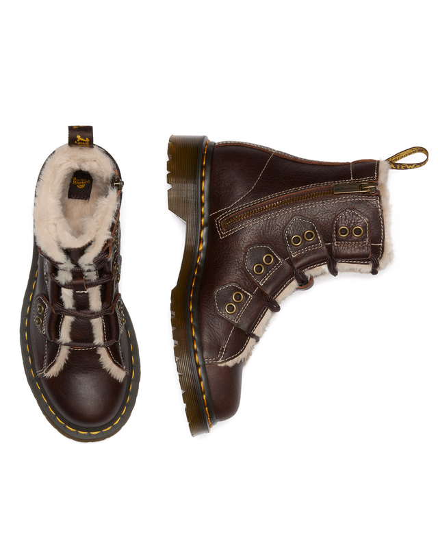 0190665743685 - 1460 LTT FL - Dark Brown Grizzly Bikerboot braun in EU39