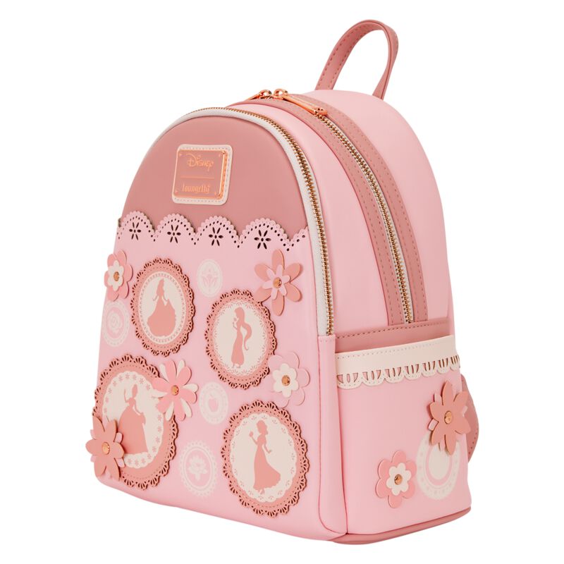 0671803563537 - Loungefly - Stained Glass Princesses Mini-Rucksack rosa weiß
