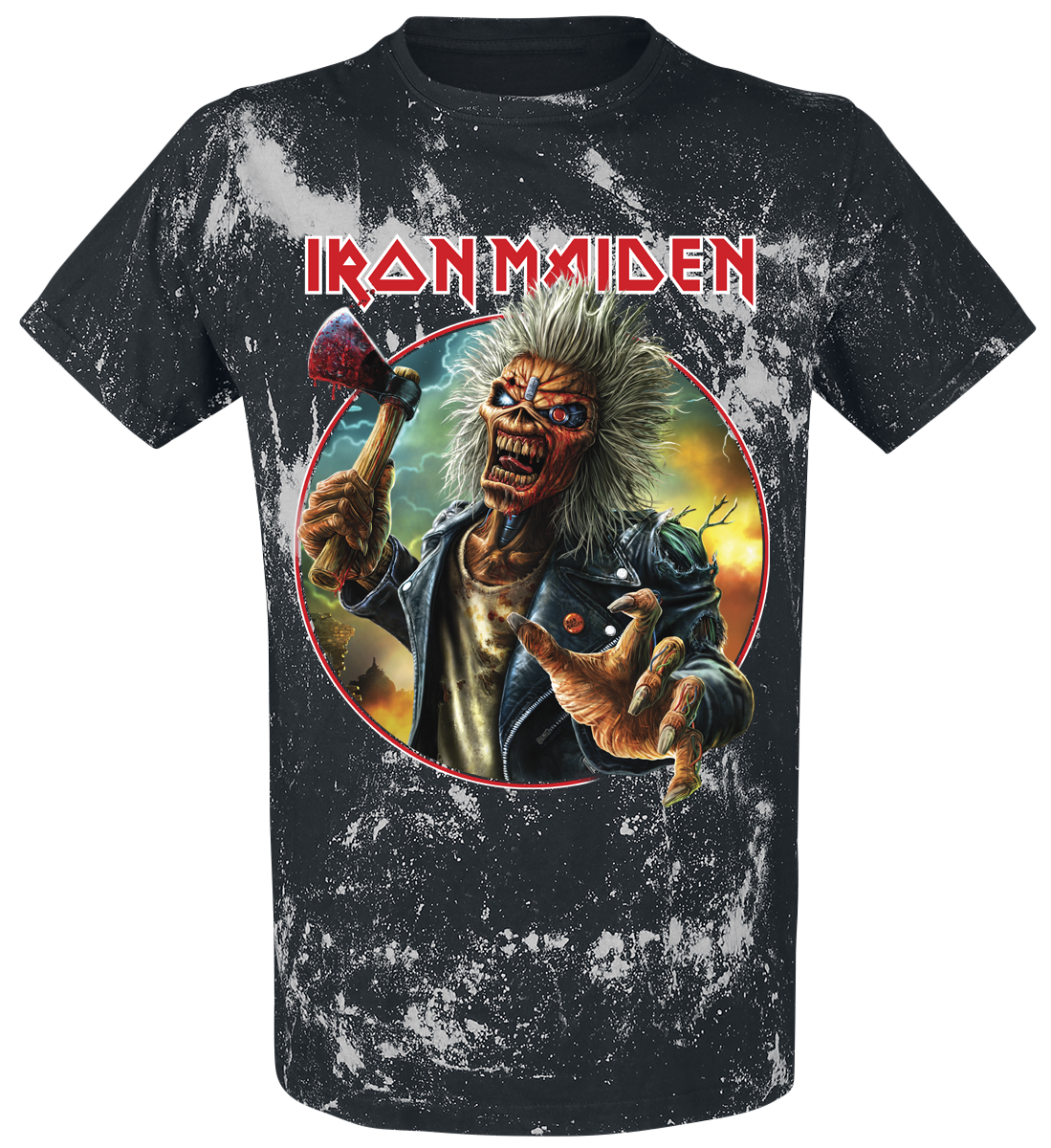 T-skjorte  av Iron Maiden - Axe Eddie Blacksplattered - Herrer - svart-grå