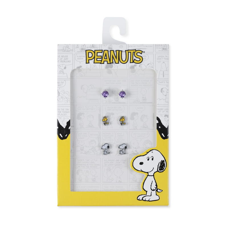 Thumbnail - Peanuts Snoopy & Woodstock Ohrstecker-Set weiß gelb