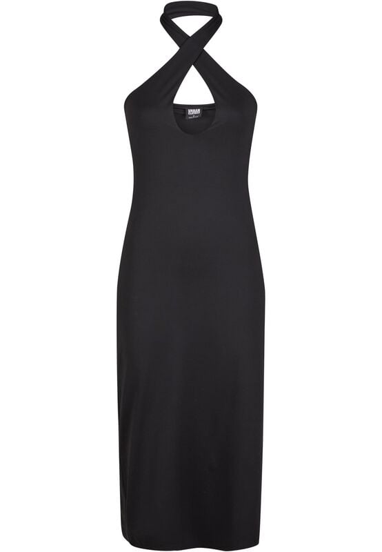 Urban Classics Middellang kjole - Crossed Neckholder Kjole for Kvinner - XS til XL - Damer - svart