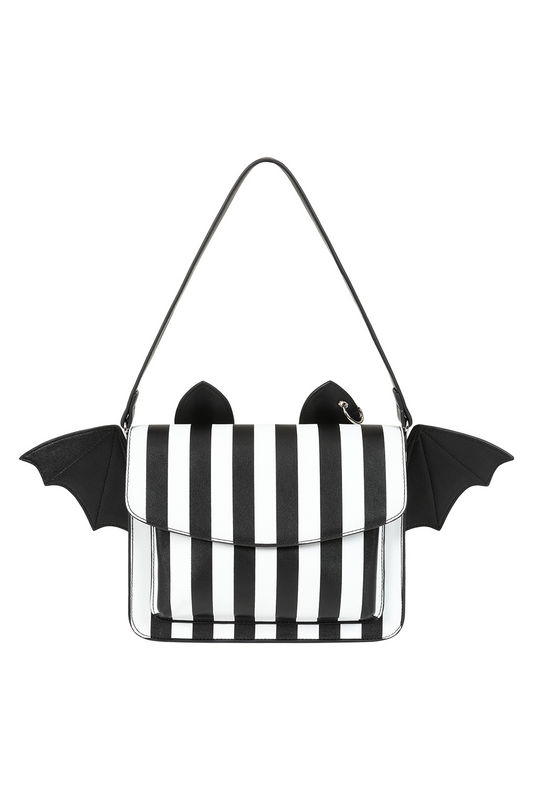 Banned Gothic Handbag - Catacomb Bat - for Women - black-white