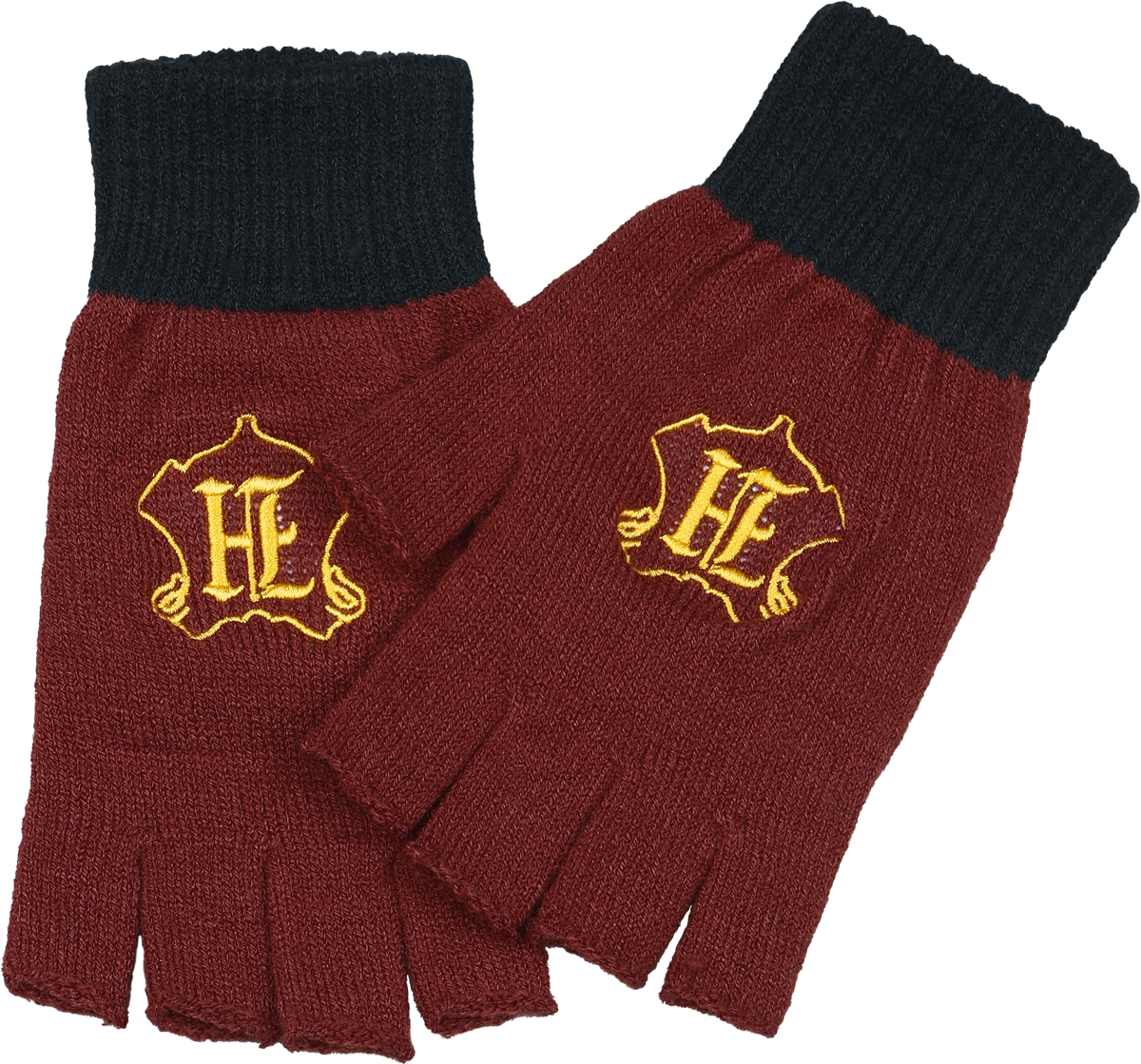 Harry Potter  Fingerless gloves - Hogwarts - Logo - for Women - red-black