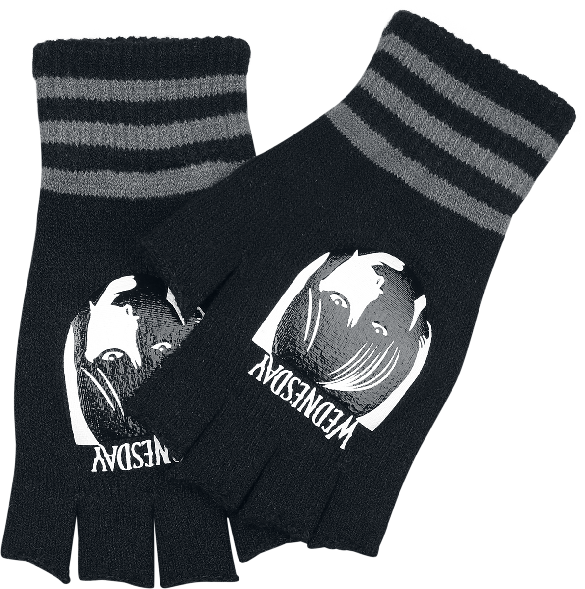 Wednesday  Fingerless gloves - Wednesday - Logo - for Women - black-grey - EMP Exclusive!