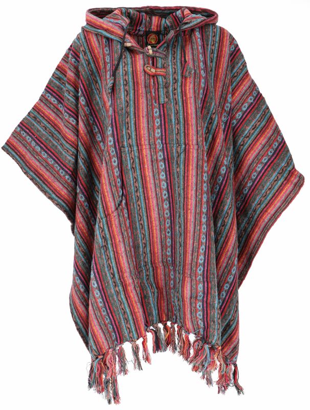 Guru-Shop Poncho - red/blue Cardigan multicolour