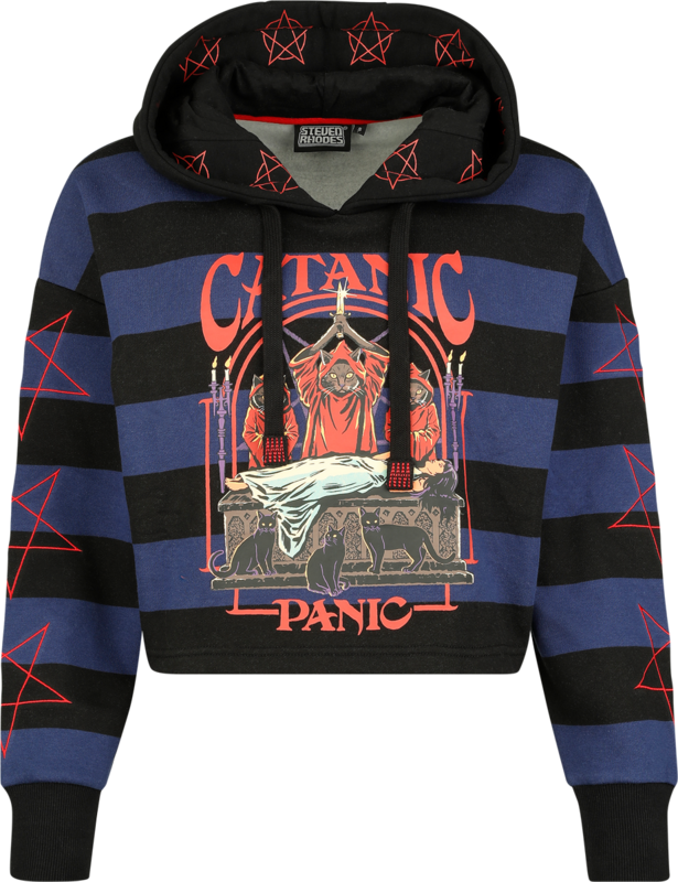 Steven Rhodes Fun Hoodie - Catanic Panic - Oversized - for Women - blue-black