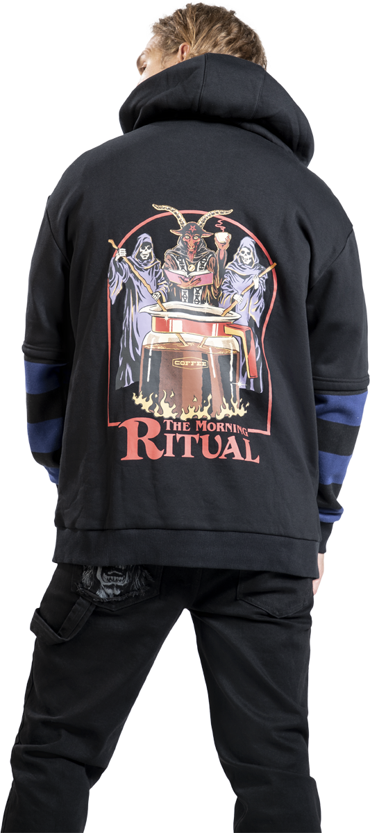 Thumbnail - Steven Rhodes The Morning Ritual - Oversize Kapuzenpullover blau schwarz in XL
