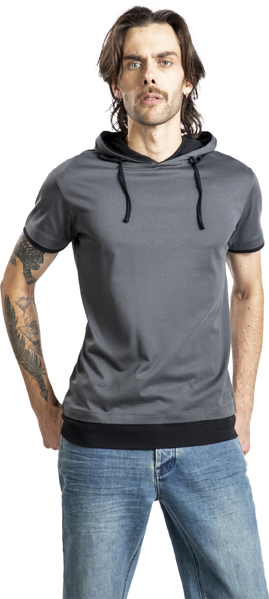 Thumbnail - RED by EMP Double Layer Shirt mit Kapuze T-Shirt grau in M