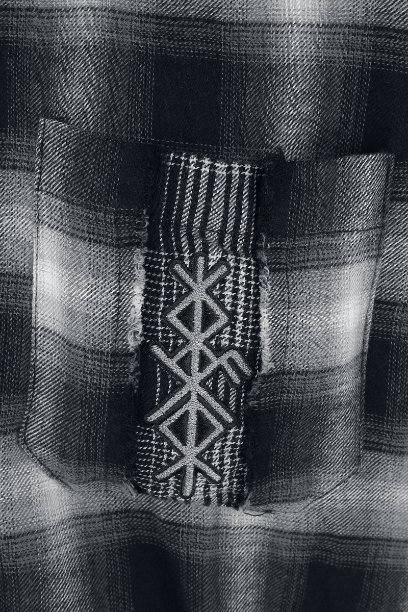 Thumbnail - Black Premium by EMP Pagan Roots Oversized Karo-Hemd Flanellhemd schwarz in XXL