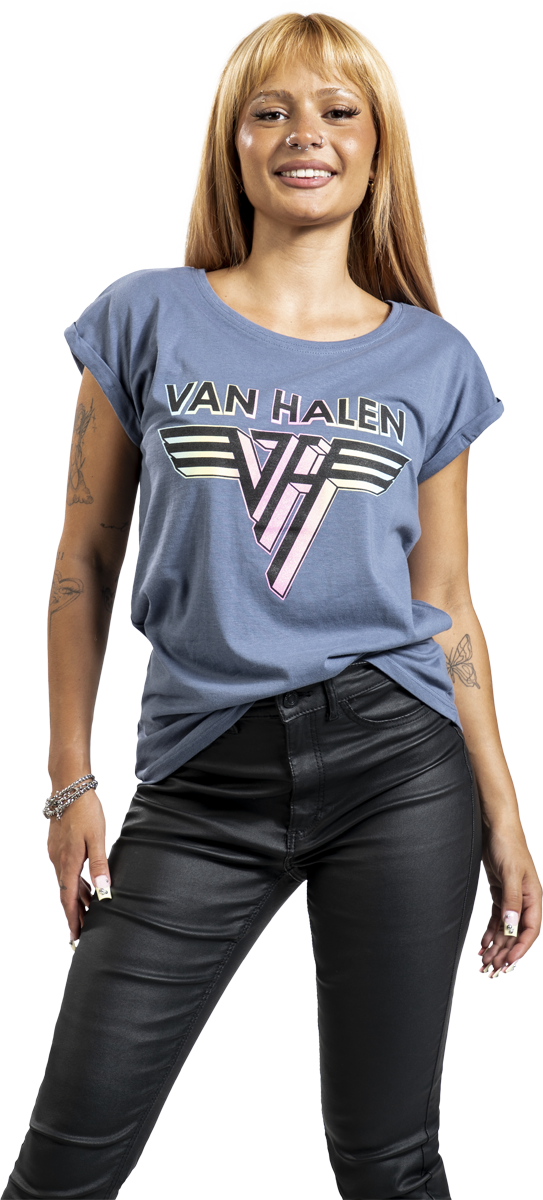 Thumbnail - Van Halen Logo Crystals T-Shirt blau in S
