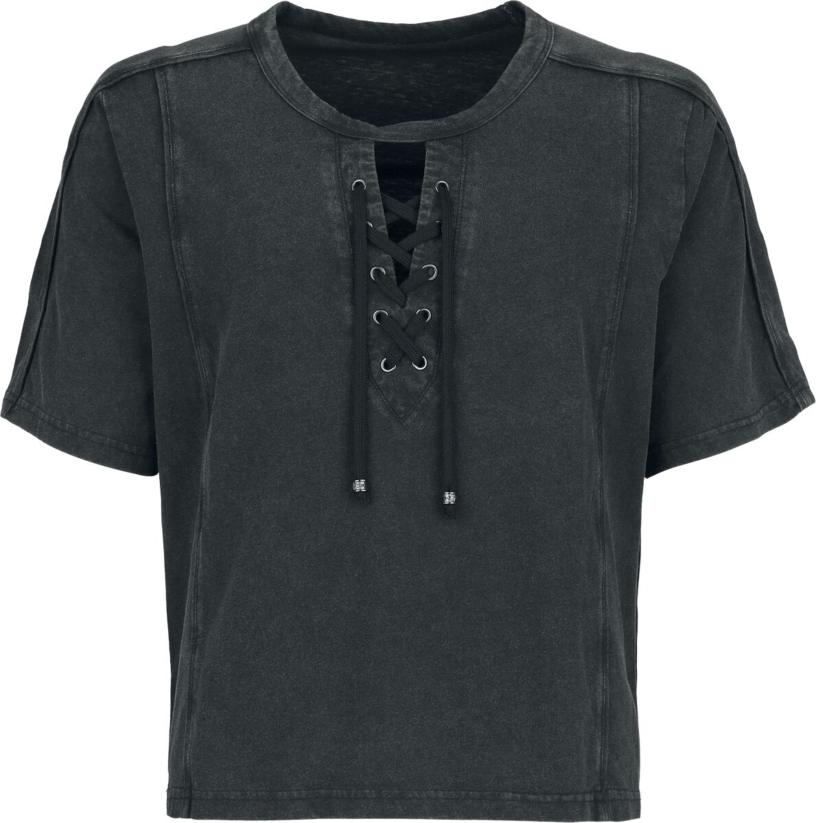 🏷️ T-Shirt Manches courtes  de Black Premium by EMP - Essential - T-Shirt Lacé - pour Femme