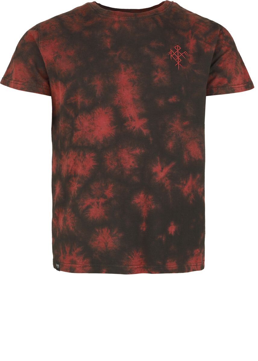 Levně Black Premium by EMP Tričko Pagan Roots s výšivkou a opraným efektem Tričko cerná/cervená