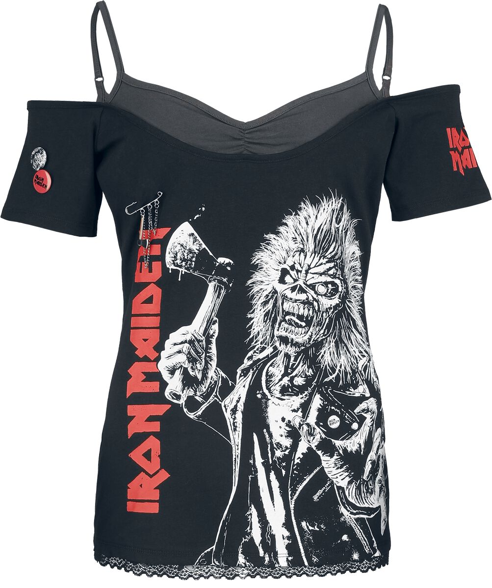 Iron Maiden T-Shirt - EMP Signature Collection - S bis XXL - für Damen - Größe S - schwarz/grau  - EMP exklusives Merchandise!