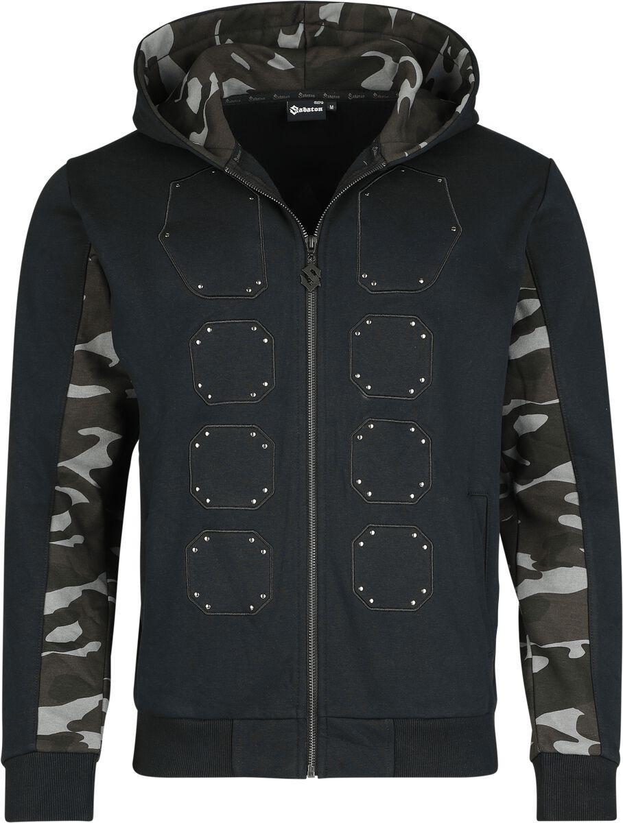 Sabaton - Camouflage/Flecktarn Kapuzenjacke - EMP Signature Collection - M bis 3XL - für Männer - Größe M - schwarz/camouflage  - EMP exklusives