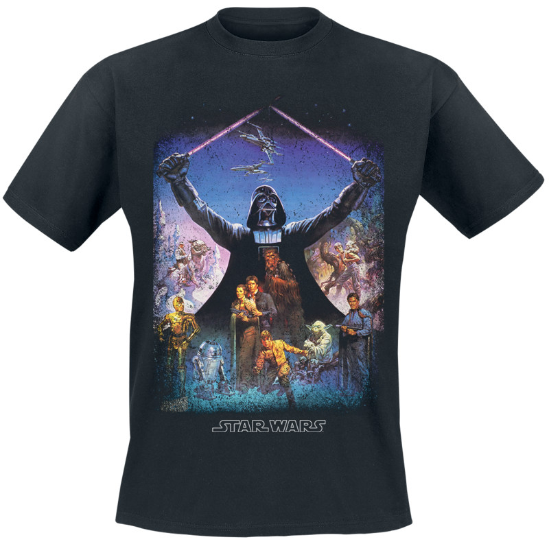 Star Wars Disney T-Shirt - Darth Vader - Light Saber Poster - for Men - black