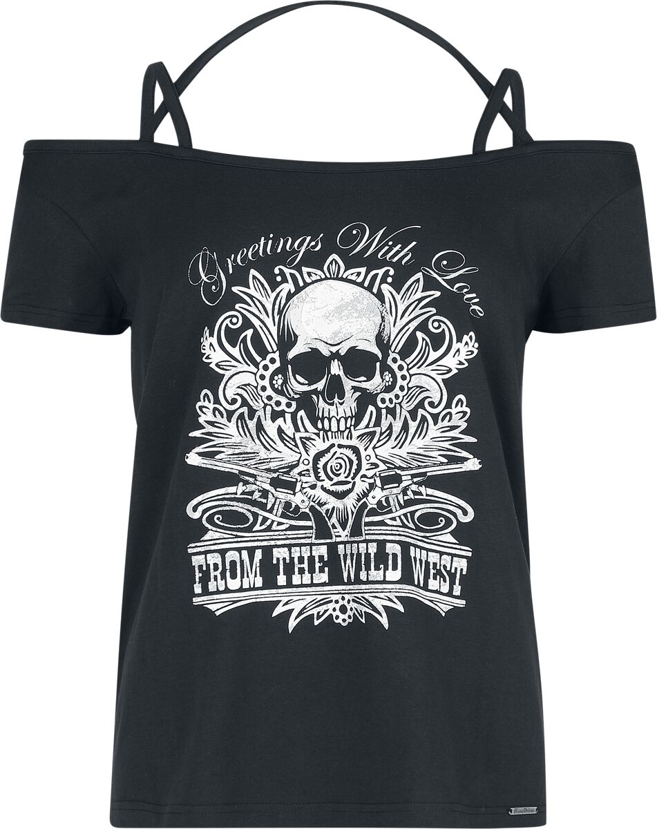 4069225047562 - Wild West Skull Shirt T-Shirt schwarz in S