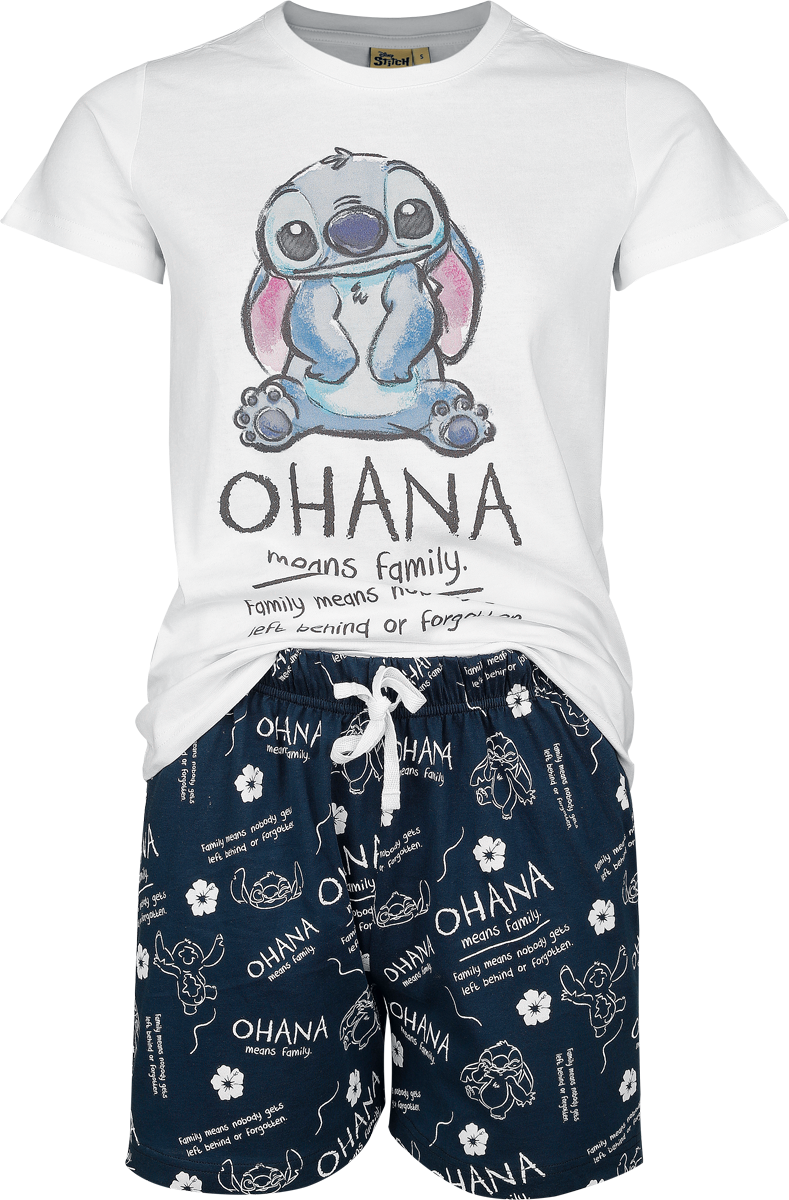 Lilo & Stitch Disney Pyjama - Ohana Means Family - for Women - white-blue