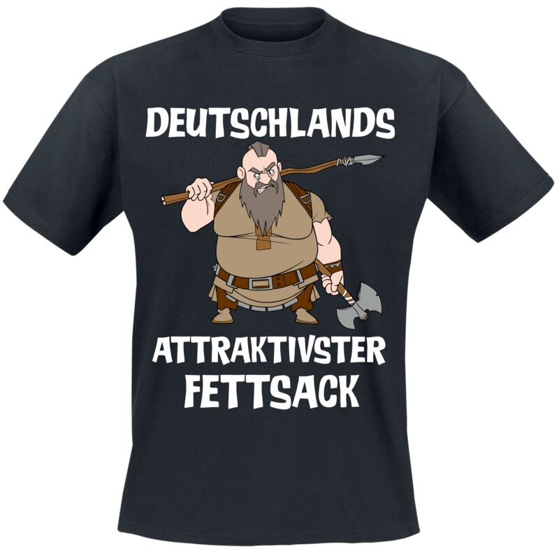 T-Shirt - Deutschlands attraktivster Fettsack - L bis 3XL - für Männer - Größe L - schwarz - Männer - male