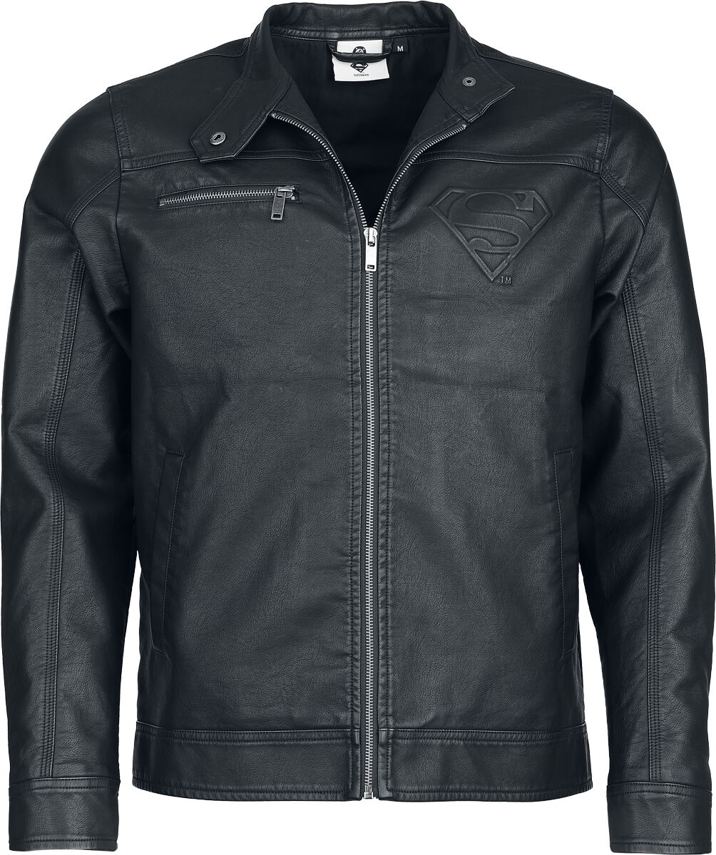 Giacca In Similpelle Di Superman - S A Xxl - Uomo - Nero