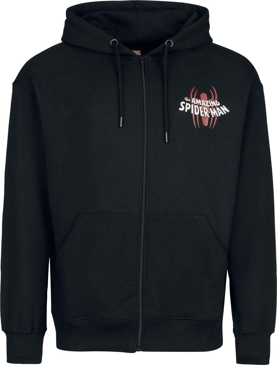 Spider-Man  Hoodie Jacket - Retro Comic Design - for Men - black