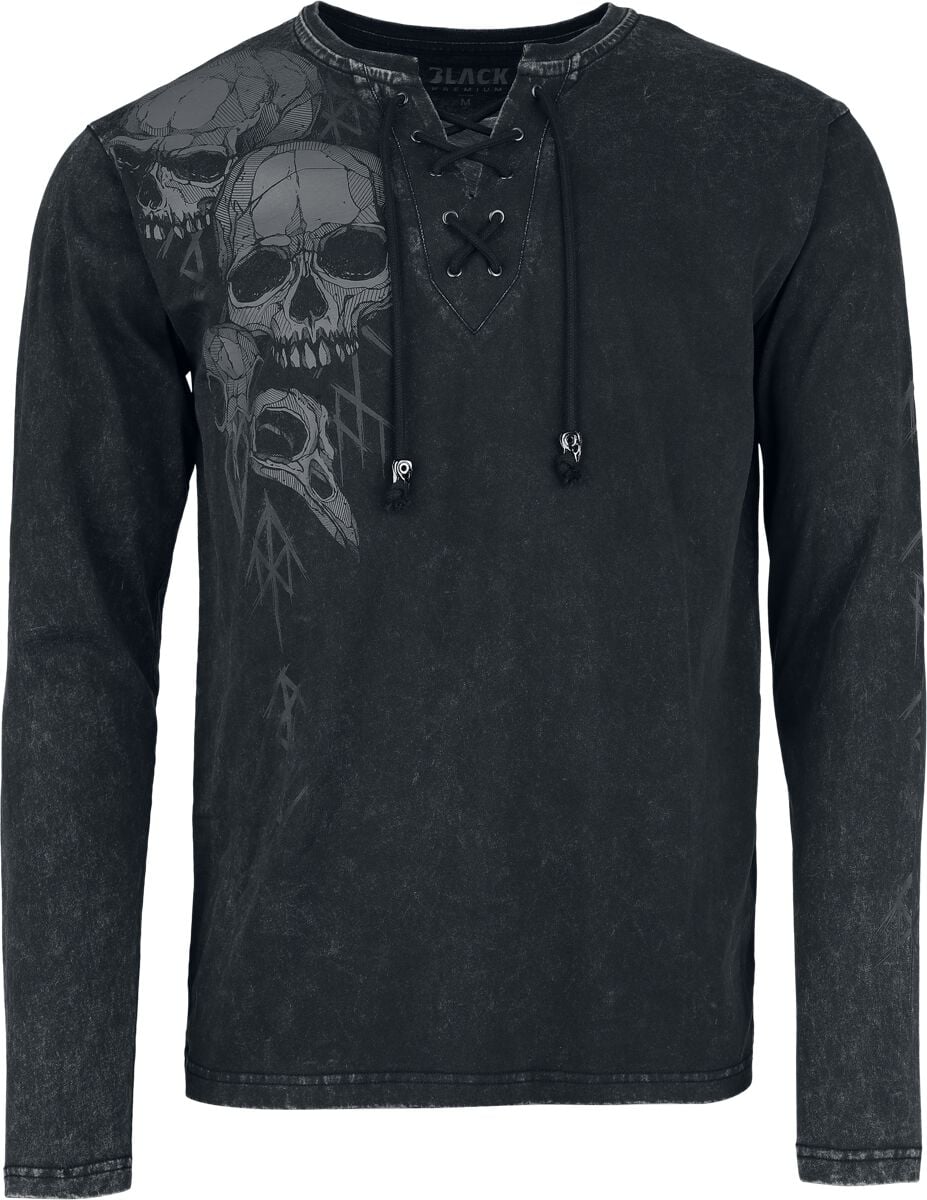 Black Premium by EMP Langarmshirt - Beaks, Claws & Skulls printed Longsleeve with Lacing - S bis XXL - für Männer - Größe S - schwarz