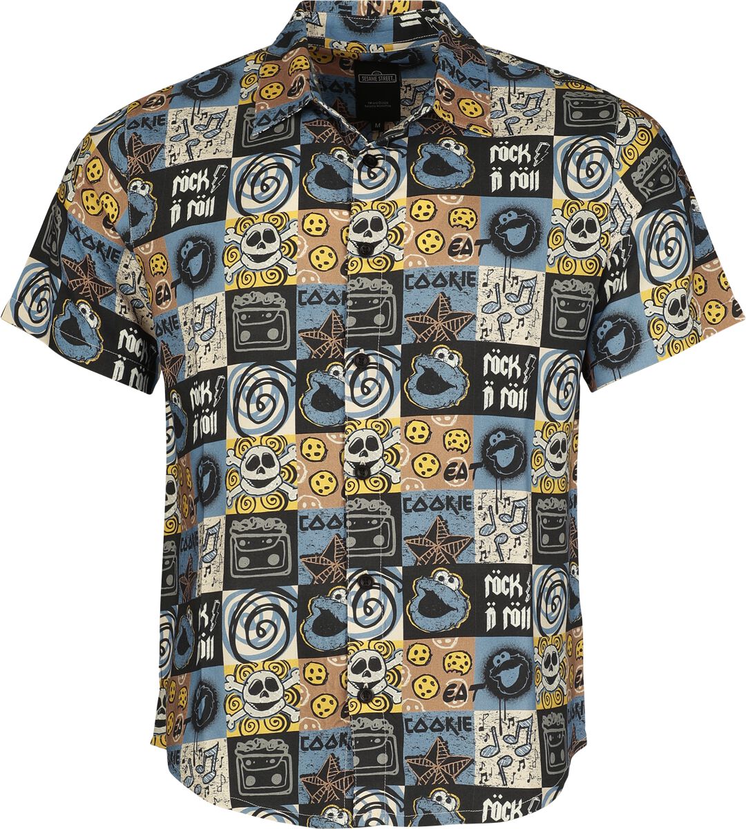 Sesamstraße Kurzarmhemd - Cookie Monster - Krümelmonster - Hawaii - S bis 3XL - für Männer - Größe XXL - multicolor  - EMP exklusives Merchandise!