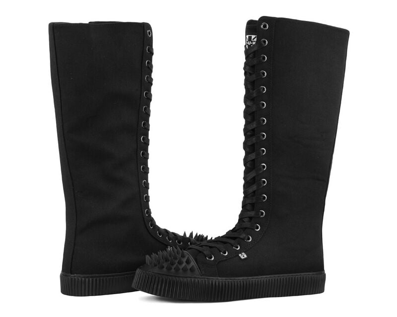 T.U.K. - Gothic Stiefel - 18 Eye Sneaker Black Canvas - EU36 bis EU45 - Größe EU40 - schwarz