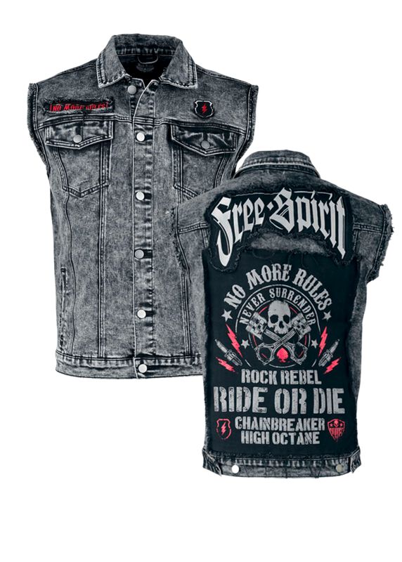 Rock Weste - Free Spirit Weste - S bis XXL - für Männer - Größe XL - schwarz - Männer - male