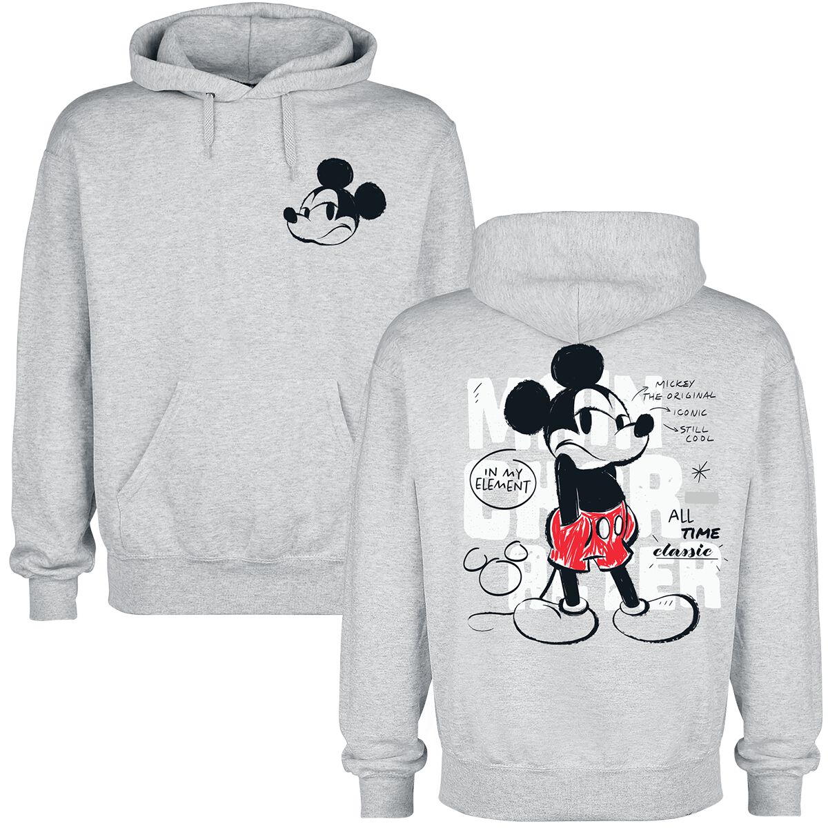 4069225052603 - Mickey Mouse Kapuzenpullover grau meliert in M