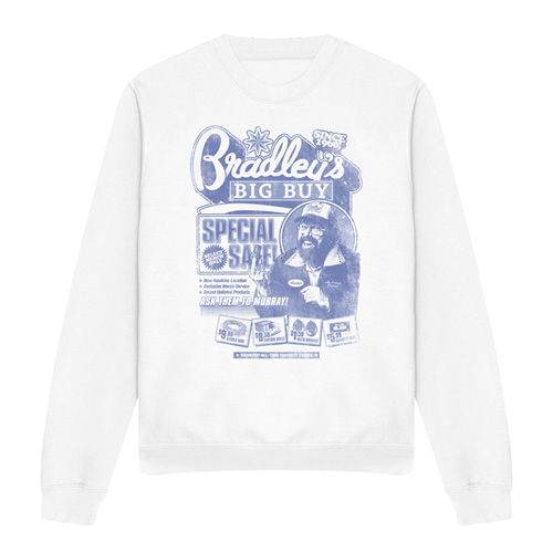 Stranger Things  Sweatshirt - Season 5 - Bradley's Big Buy Advert - for Men - white