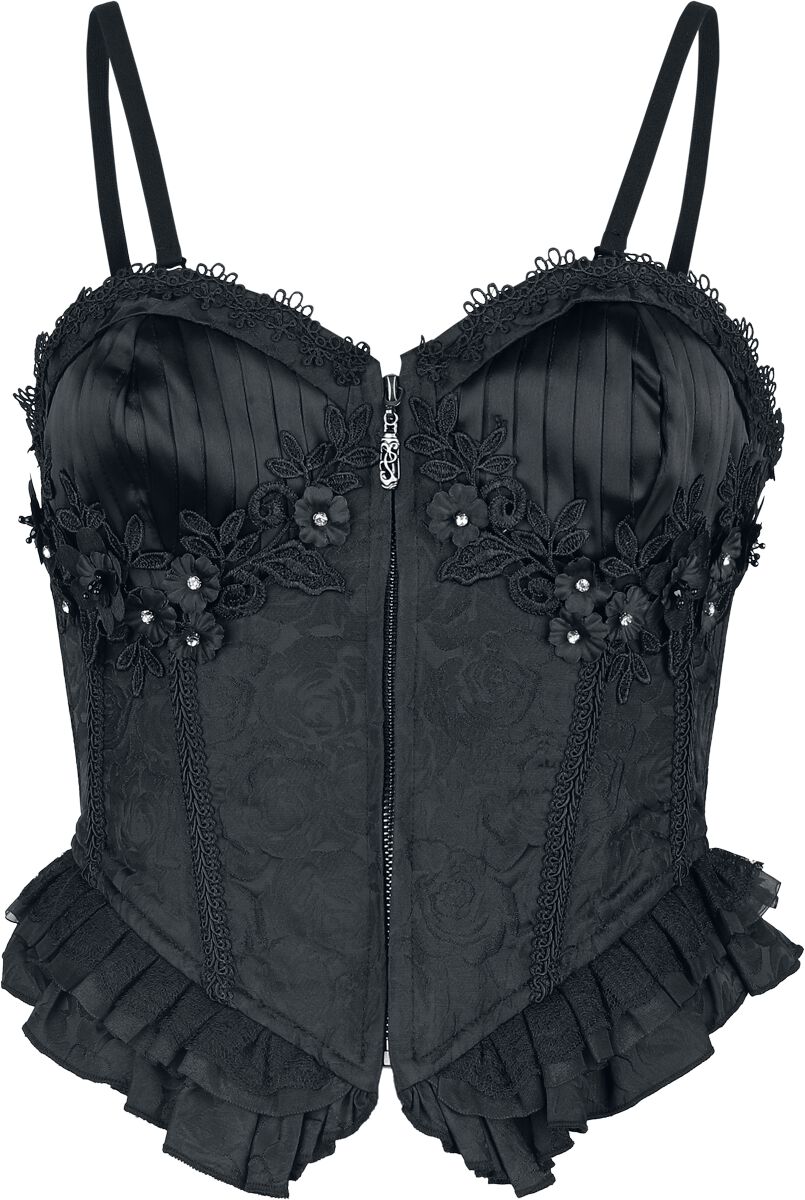 Devil Fashion - Gothic Korsage - Rose Jacquard Camisole Corset - XS bis 3XL - für Damen - Größe 3XL - schwarz