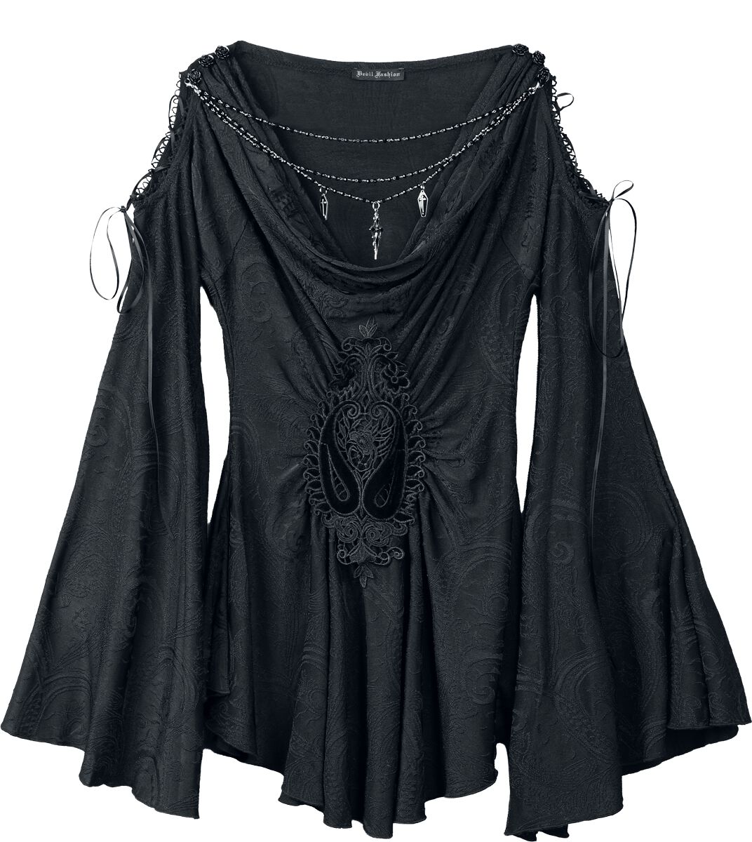 Devil Fashion - Gothic Kurzes Kleid - Pattern Shoulder Hollow Gothic - XS bis 3XL - für Damen - Größe XXL - schwarz
