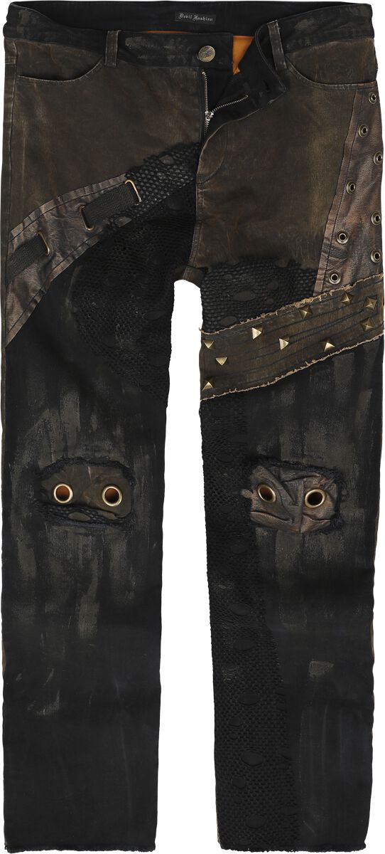 Devil Fashion Gothic Jeans - Coffee-Coloured Tattered Steampunk - for Men - brown